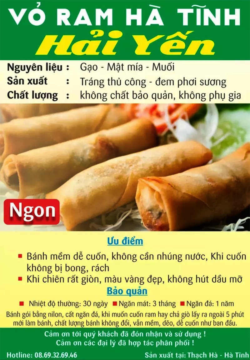 nhãn hiệu vỏ ram Hà Tĩnh Hải Yến