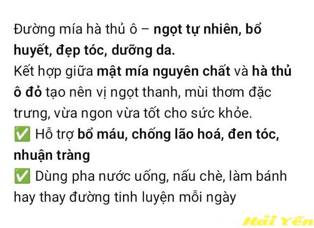 lợi lích của đường mía hà thủ ô