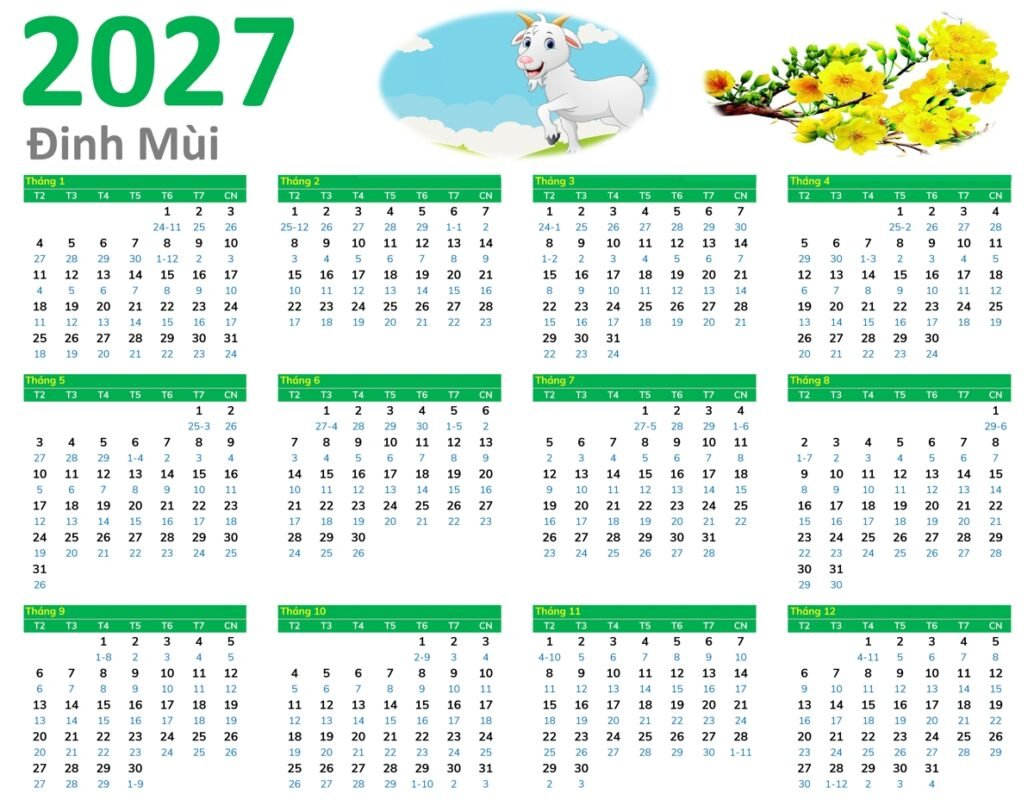 Tải lịch vector năm 2026 âm dương